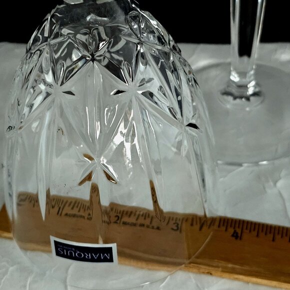 2 Waterford Sparkle Wine Glasses 8.2" Marquis fine Crystal toasting goblets vtg - Picture 8 of 8